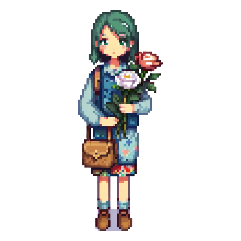 The Fool tarot card, pixel art style, vibrant colors, no text sticker