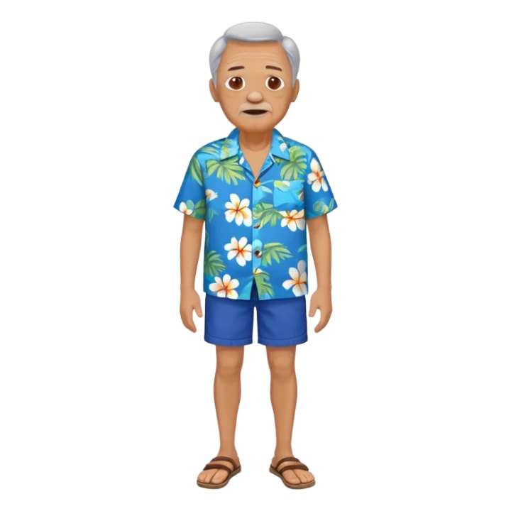 old man in blue  hawaiian shirt blue short full body sticker