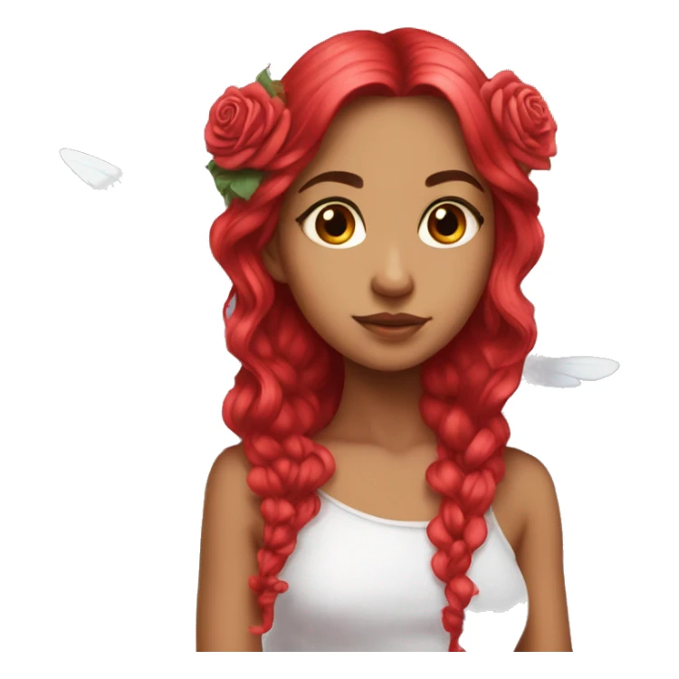 big wings, rose, Beautiful, fairy, red, long hair sticker