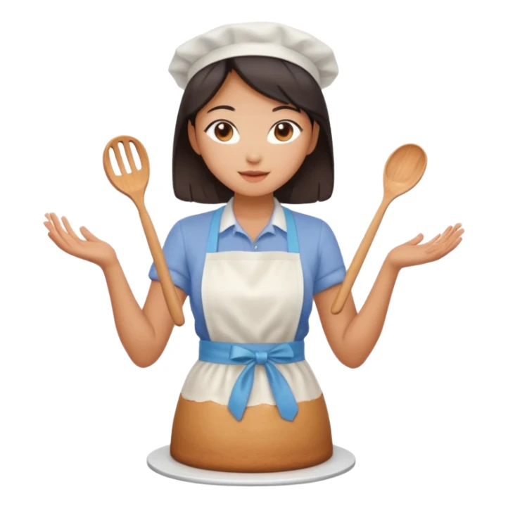 hot Asian girl baking a cake sticker