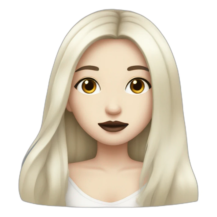 Pale girl with dark eyes, long black hair and full lips  sticker