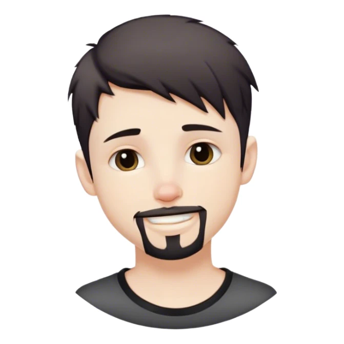 Cute white male, short dark colored hair and goatee, nose and lip piercing, emo smiling with mouth closed sticker