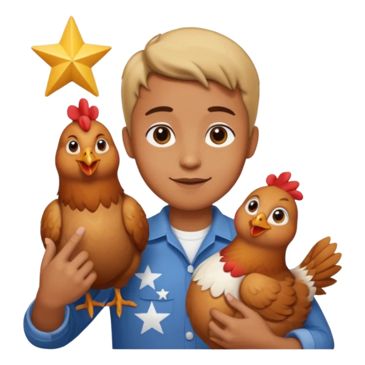 67 holding chicken stars and doing the boi hand gesture sticker
