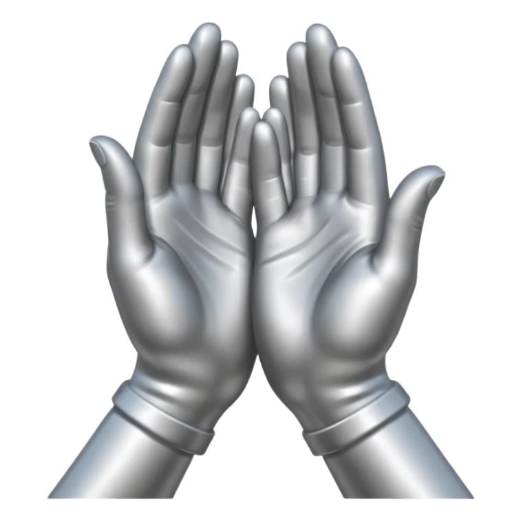 praying metallic hands, realistic proportions sticker