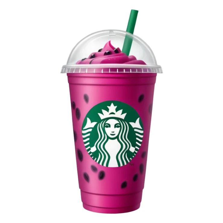 Starbucks dark pink dragonfruit refresher. lid. starbucks logo. sticker