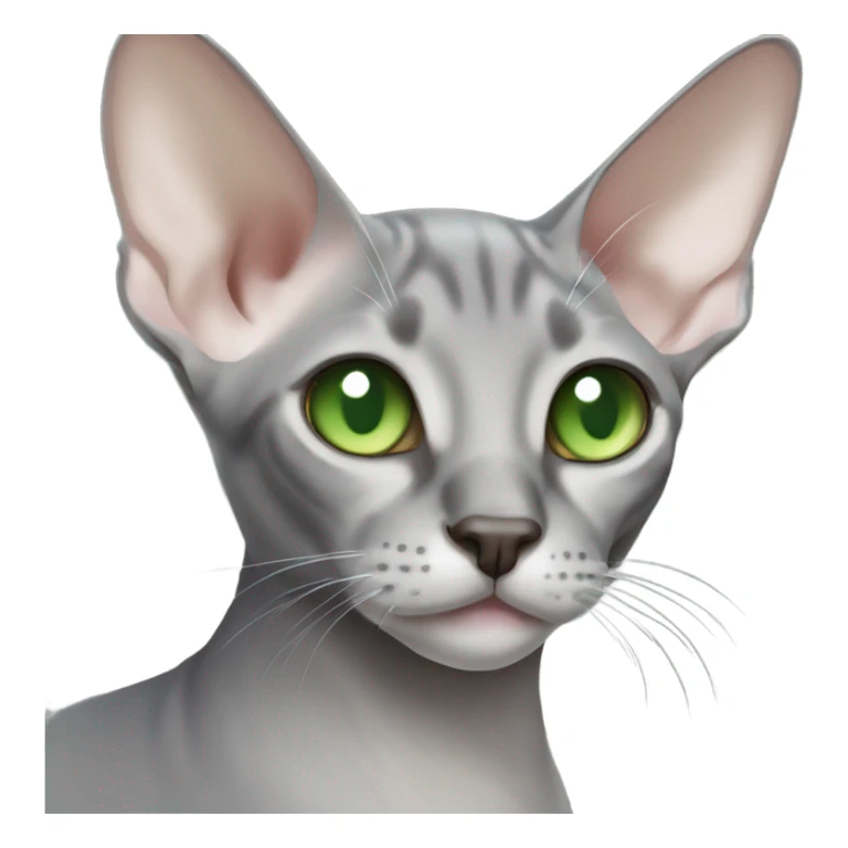 a grey oriental shorthair cat with green eyes sticker