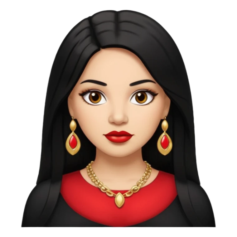 Mexican Light skin big brown eyes glamorous thick full figured women black medium straight hair red lips necklace  sticker