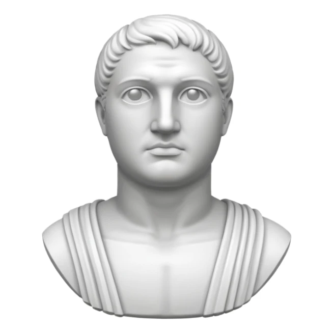 white classical roman bust, white stone, no other colours than white sticker