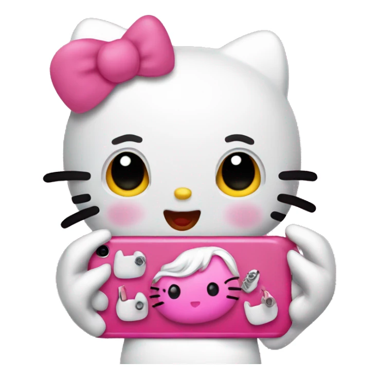 Hello kitty with long pink nails and big lips and is holding an iPhone and have long eyelashes  sticker