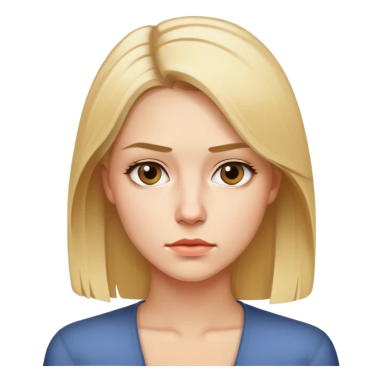 "- Nữ
- 25 tuổi
- Da trắng
- Tóc vàng ngang vai
- Mặt nghiêm túc
" sticker