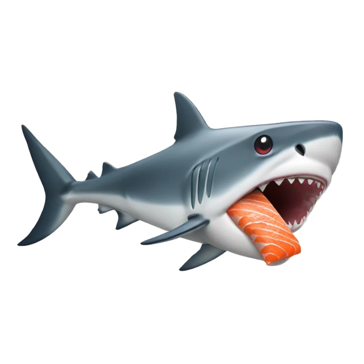 shark with salmon skin roll in its mouth sticker
