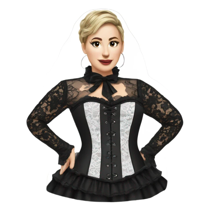 black lace long sleeve corset sticker