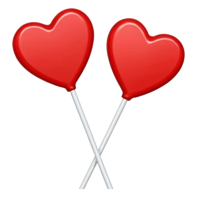 2 Christmas red heart-shaped lollipops with white "S" logo sticker