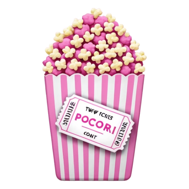 pink popcorn with 2 movie tickets sticker