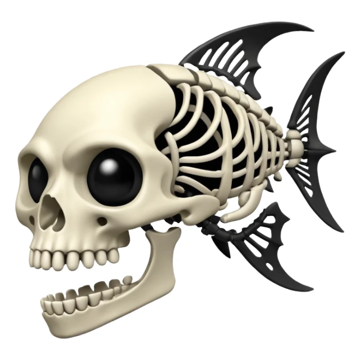 Piranha skeleton black and white sticker