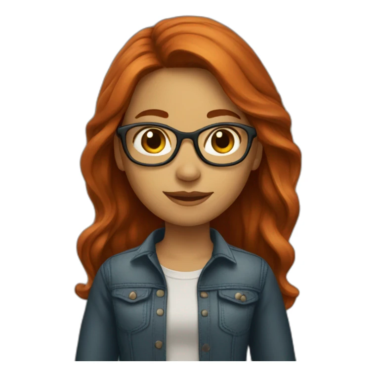 Girl-with-long-hair-red-head-eyes-brown-wearing-glasses sticker