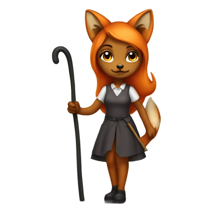 fox girl with a cane in her hand sticker