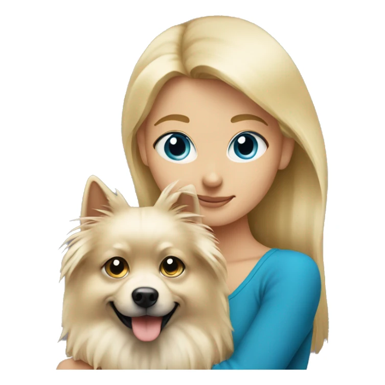 Blonde girl blue eyes holding spitz  sticker