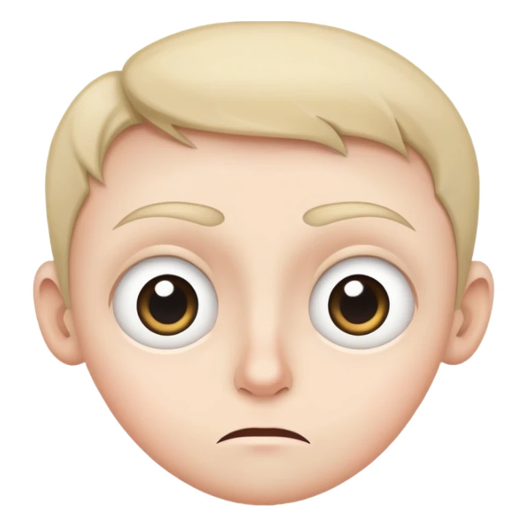 cautious face with wide eyes, slightly raised eyebrows, small frown sticker