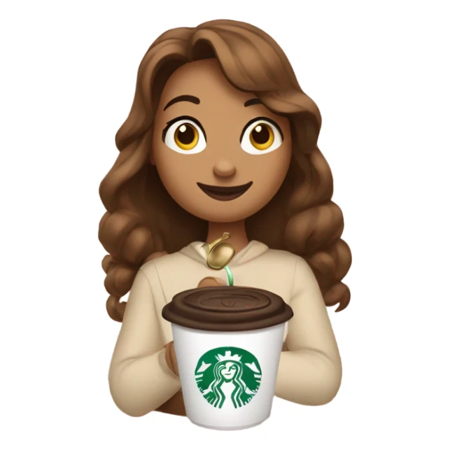 Bell from beauty and the beast in comfortable clothes with Starbucks coffee sticker