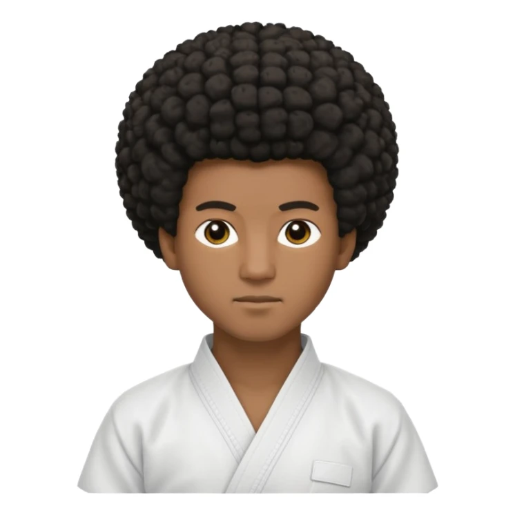 black karate instructor with afro hair and a low taper haircut, and a small fade on the sides sticker