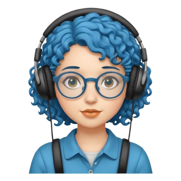 headphone and spectacles, curly bluevgirl sticker