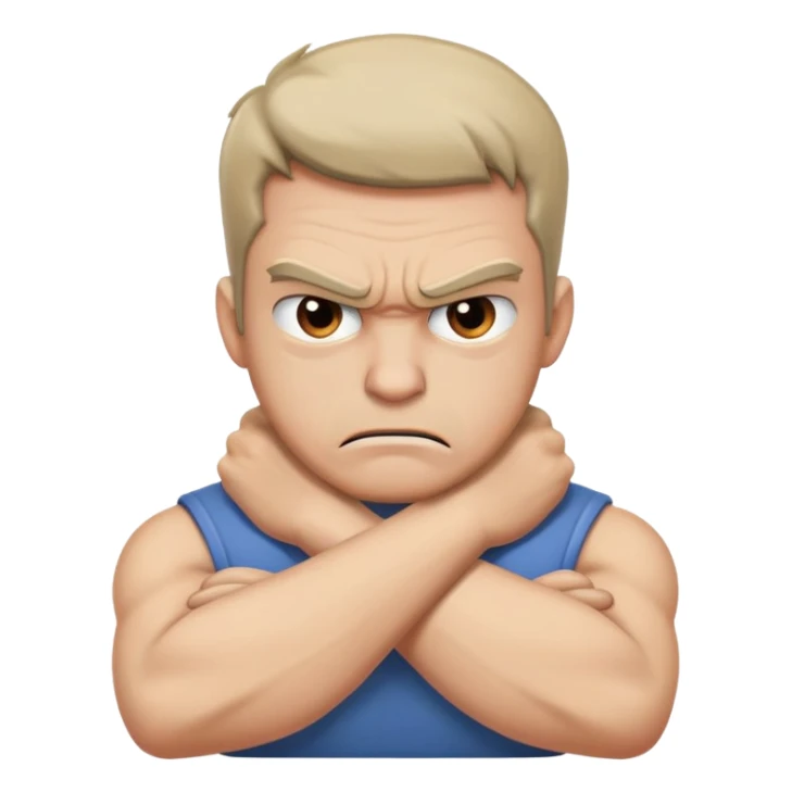 Crossed arms holding neck angry man sticker