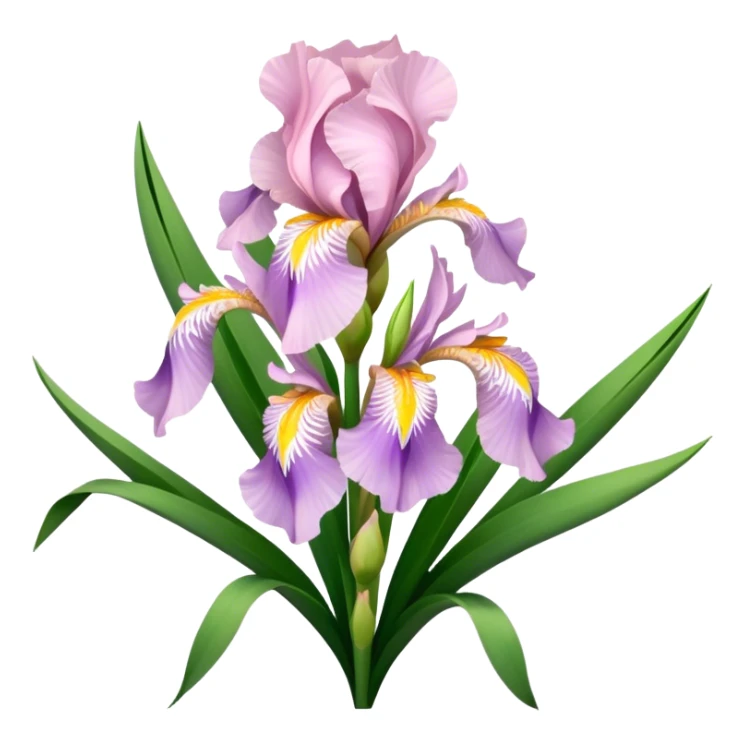 big bouquet Soft Pink Iris, luxuriant, leaf, bud sticker