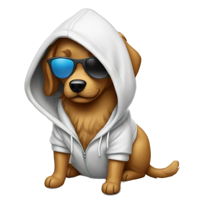 dog with sunglasses and a hoodie sticker