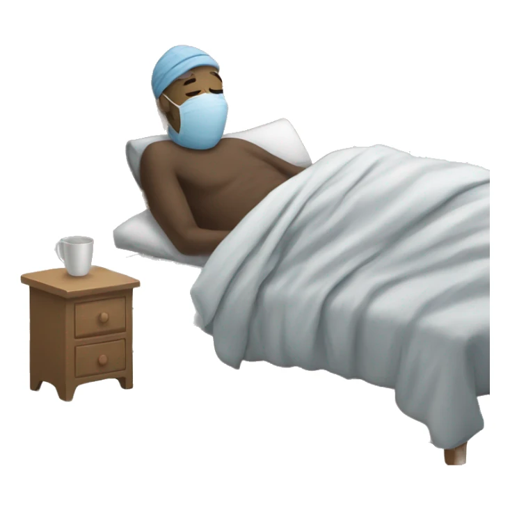 A man have mask and sleeping on bed sticker