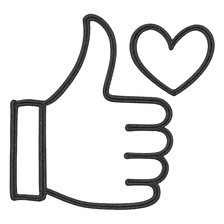 minimalist green thumbs up emoji combined with heart symbol, white clean background, conveying calm and security sticker