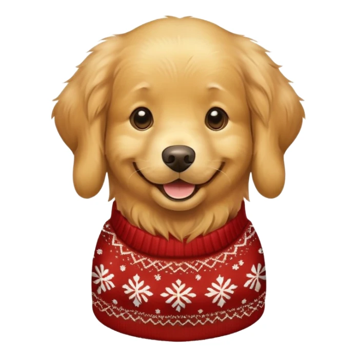 golden retriever in a christmas sweater  sticker