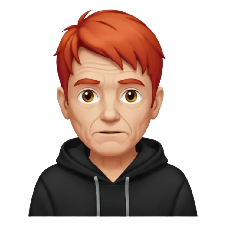 old manwith red hair and black hoodie sticker