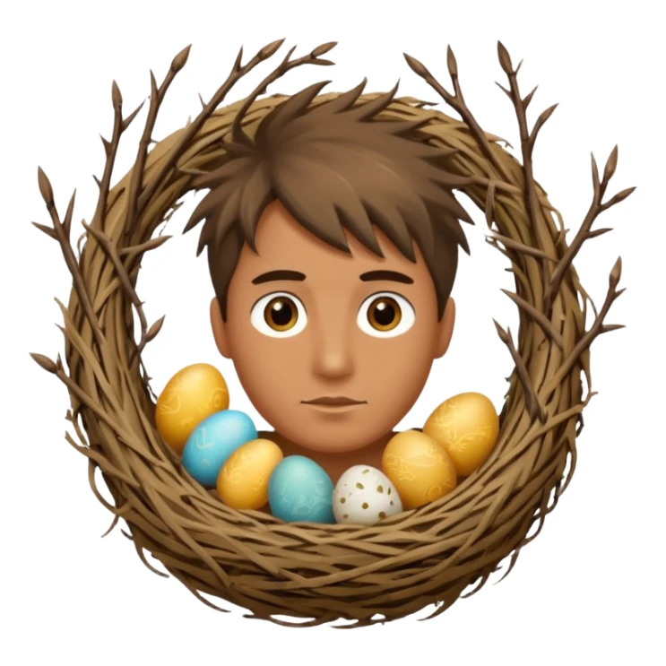 Man who has a Birds Nest for hair sticker