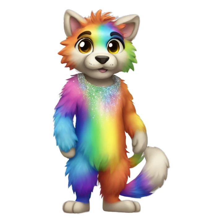 Furry, sparkle, rainbow, animal, anthro, full body sticker
