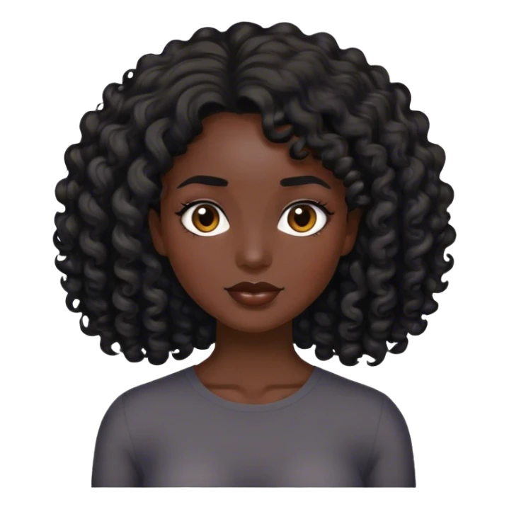 brunette curl medium hair woman black skin sticker