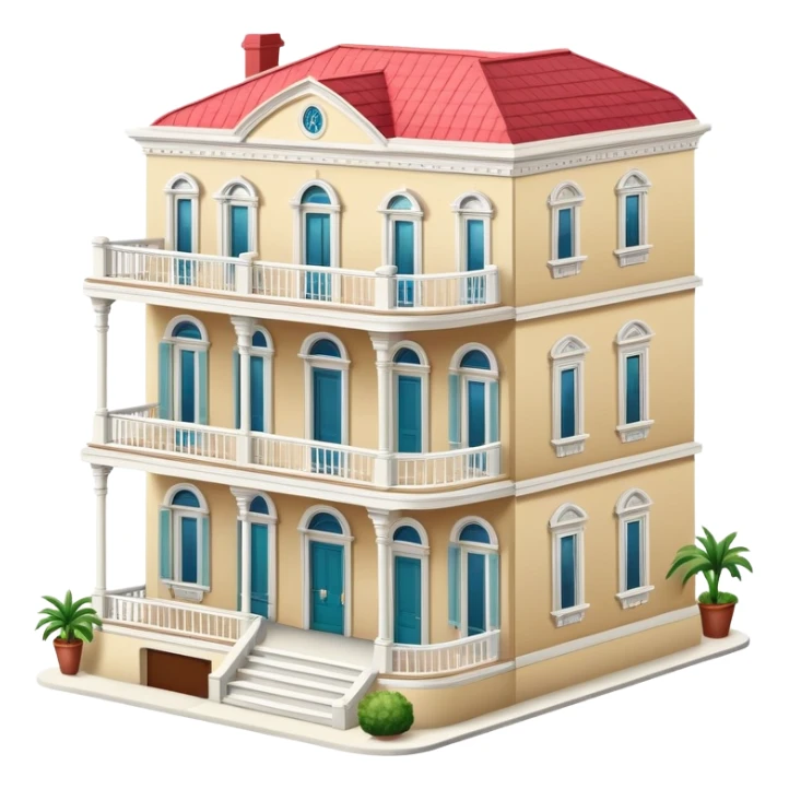 New Orleans mansion, isometric dollhouse-style, realistic sticker