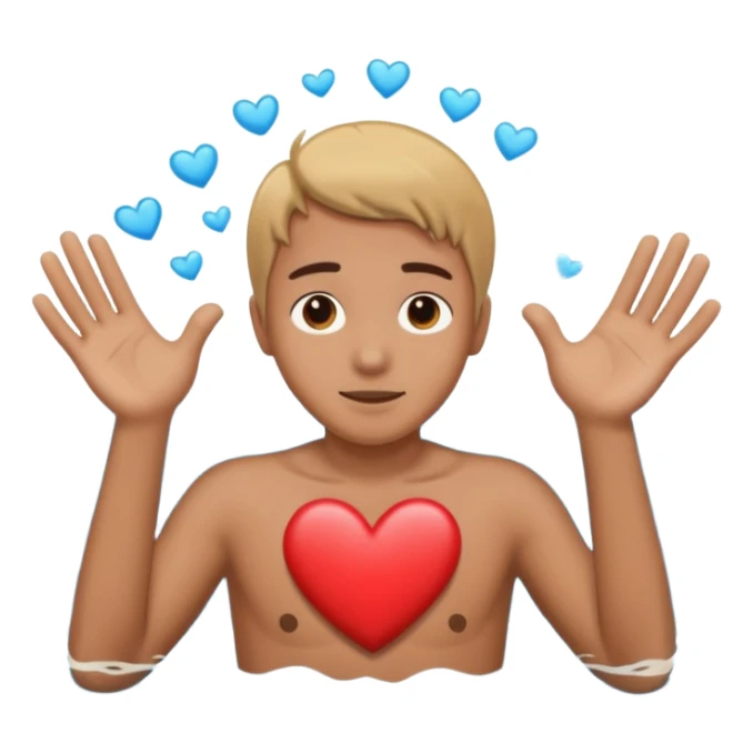 Persong drowning in the ocean and creting a heart with his hands sticker