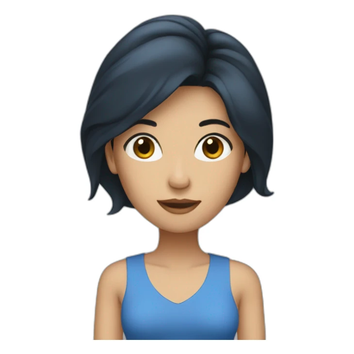 woman with long black hair wearing blue clothes sticker