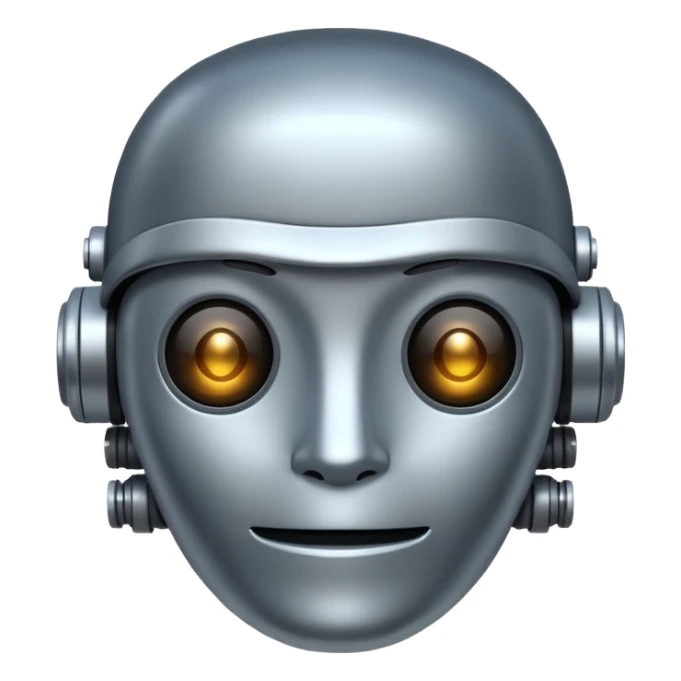 AI emoji with robot face and 'AI' text, playful style sticker