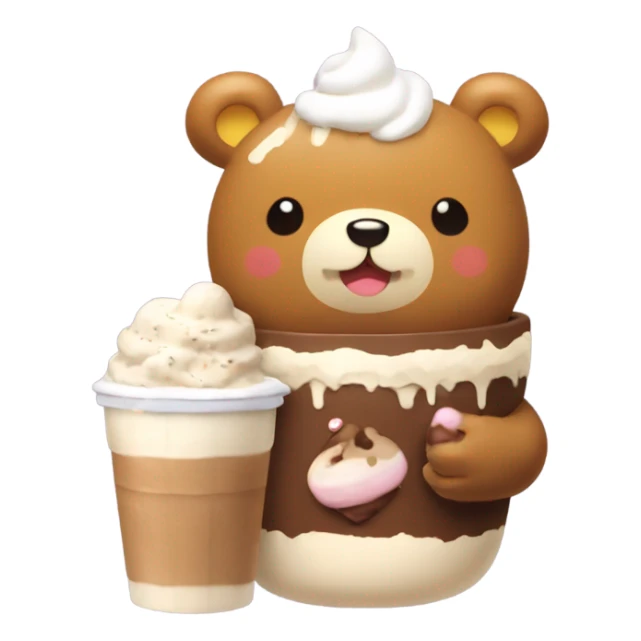Rilakkuma with hot cocoa and ice cream sticker