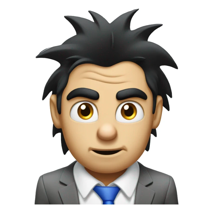 very stressed sonic the hedgehog with black hair at corporate job sticker