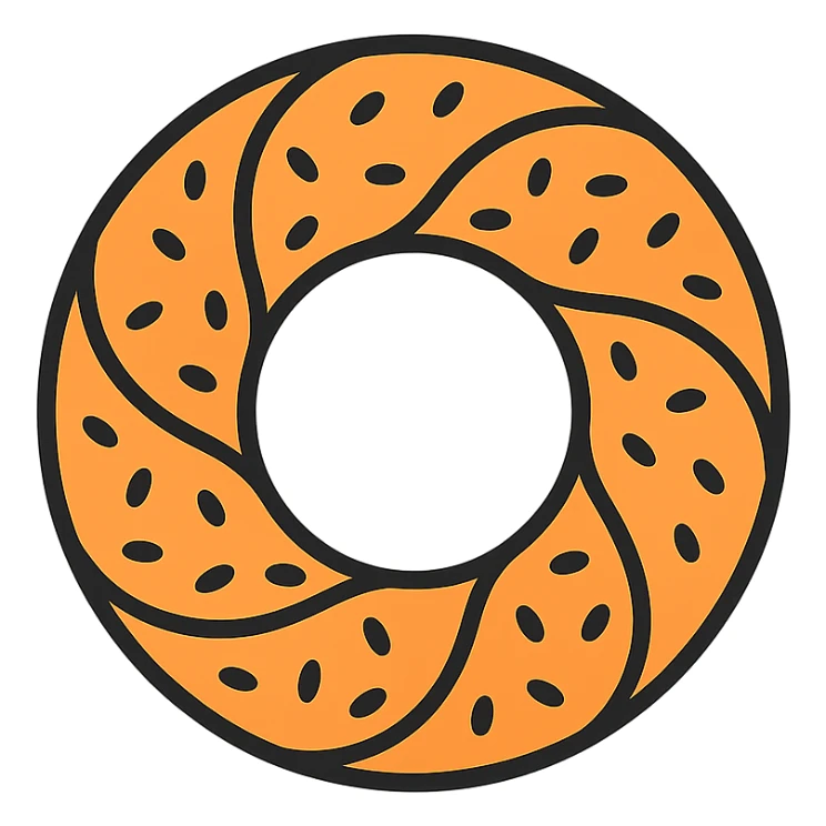 a simit, the Turkish sesame bagel, minimal flat icon style, simple and clean lineal color icon sticker
