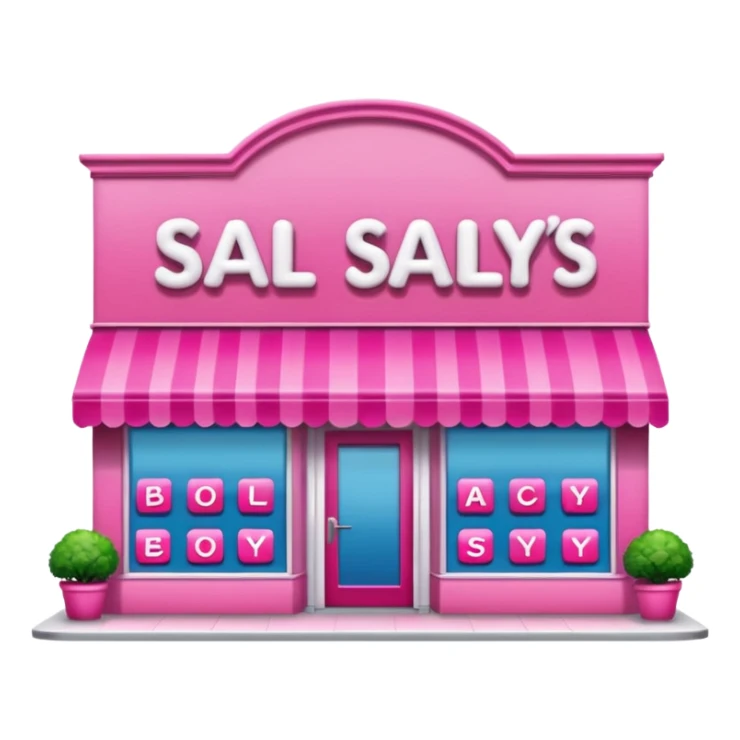 pink sallys beauty store in big letters sticker