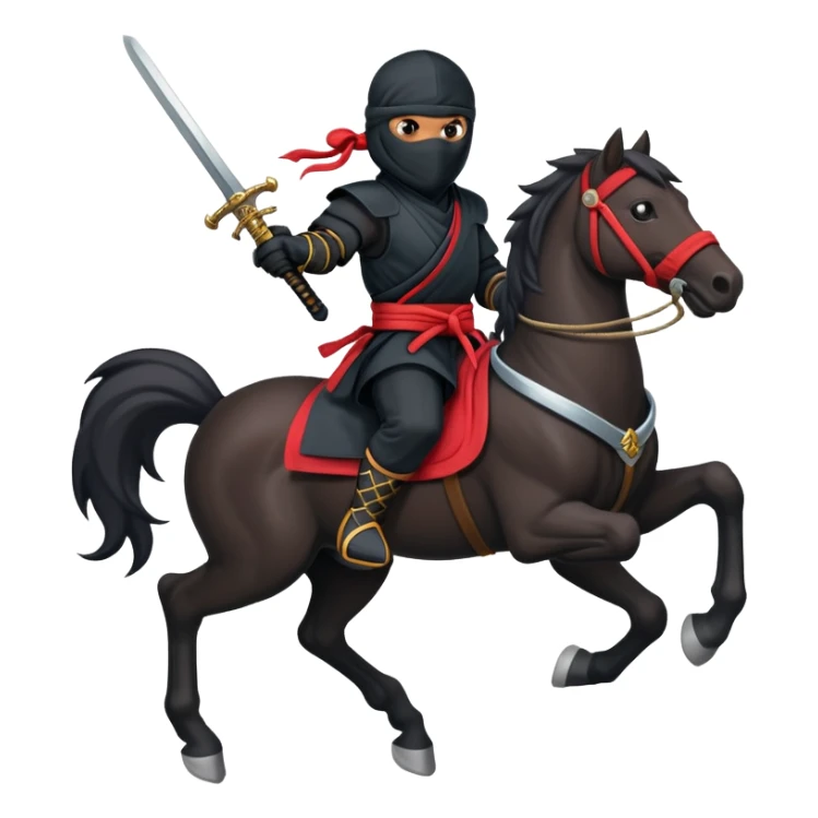Ninja ride on horse and hold sword sticker