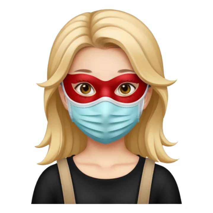 A girl with a mask sticker