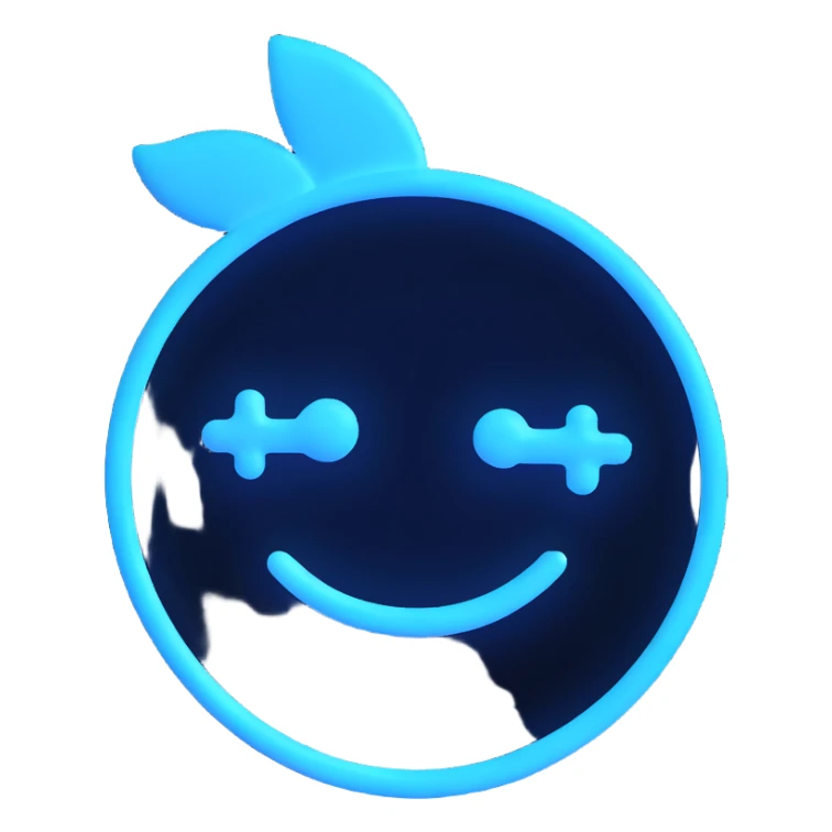 Shopify logo glowing with blue neon effect in 3D emoji style sticker
