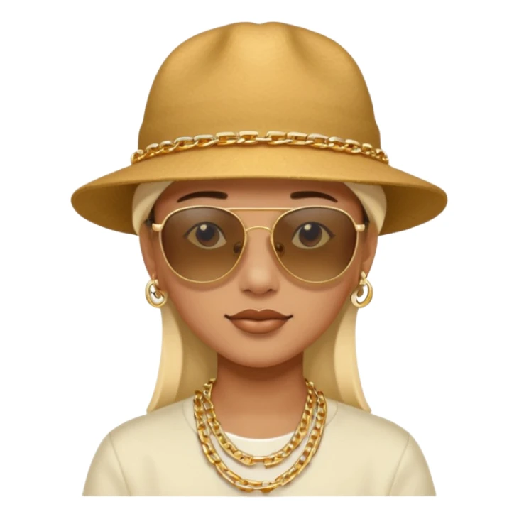 Person with a sideways hat and sun glasses and a chain sticker