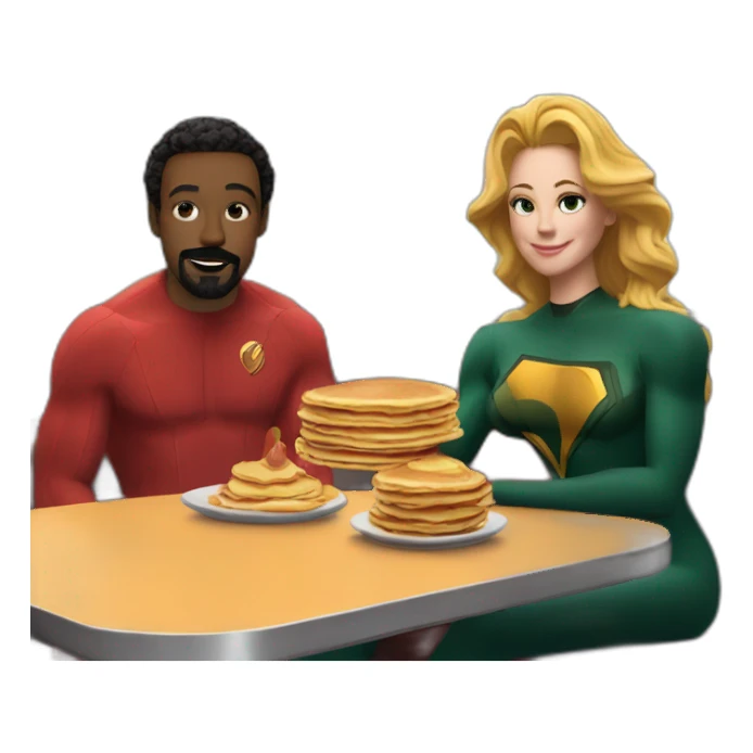 Ted Lasso and aquaman have pancakes at the diner sticker