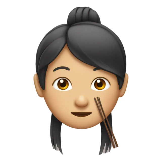 Asian with chopsticks in hair sticker